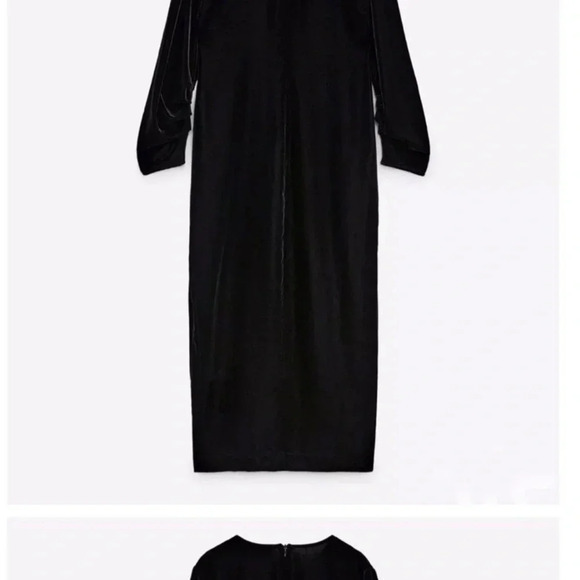 ZARA DRAPED VELVET DRESS SIZE M - Picture 7 of 9